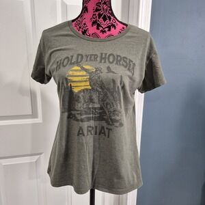 Ariat Top Womens Medium Green T-Shirt Cowboy Rodeo Western Buckle Exclusive